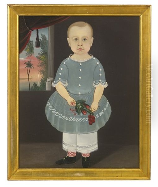 Young Boy In Grey With Flowers Oil Painting by Sturtevant J. Hamblen