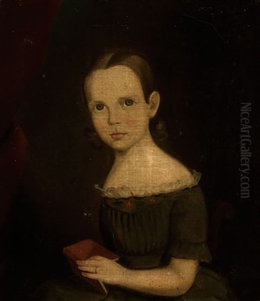 Young Girl Holding Book Oil Painting by Sturtevant J. Hamblen