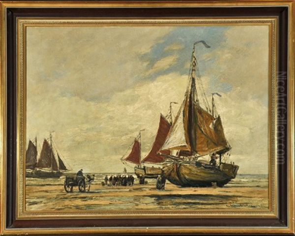 Heimkehrende Fischerboote Oil Painting by Wilhelm Hambuechen