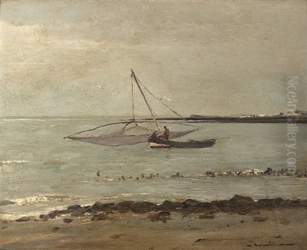 Fishing Boat At The North Sea by Wilhelm Hambuechen