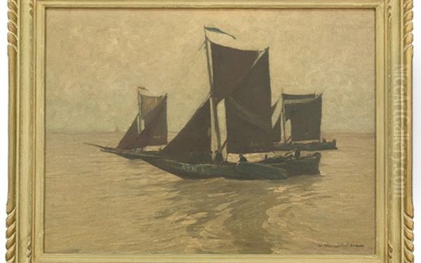 Sailboat Oil Painting by Wilhelm Hambuechen