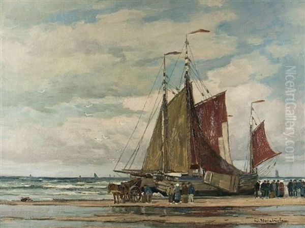 Bei Den Fischerbooten by Wilhelm Hambuechen