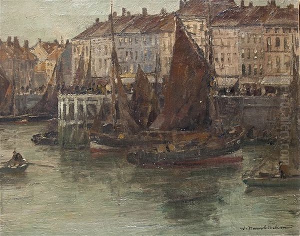 Im Hafen Von Ostende Oil Painting by Wilhelm Hambuechen