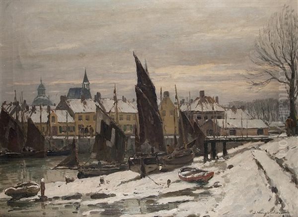 Winter In Neuss Oil Painting by Wilhelm Hambuechen