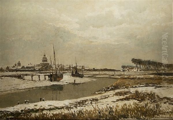 Winter Vor Neuss Oil Painting by Wilhelm Hambuechen