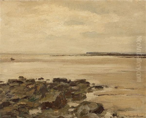 Stony Coast Oil Painting by Wilhelm Hambuechen