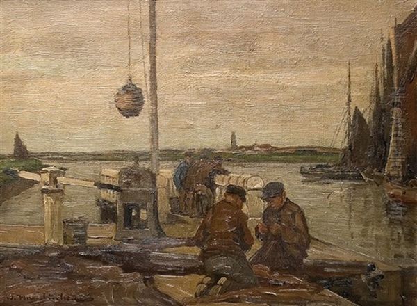 Netzflicker An Der Schleuse In Nieuport Oil Painting by Wilhelm Hambuechen