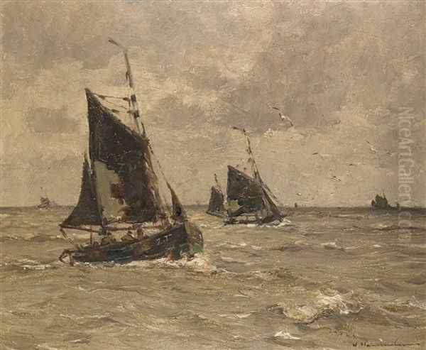 Fischerboote Im Wind Oil Painting by Wilhelm Hambuechen