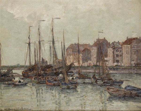 Voiliers Au Port Oil Painting by Wilhelm Hambuechen