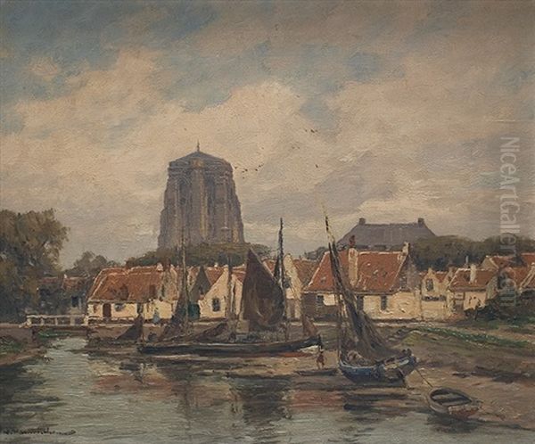 View On Lissewege At Flanders Oil Painting by Wilhelm Hambuechen