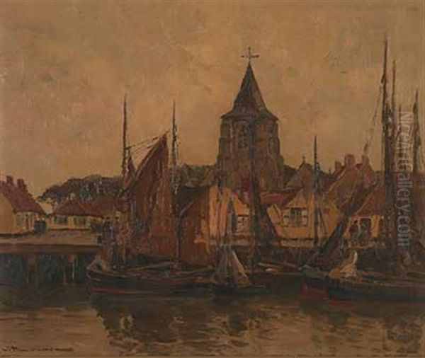 Fischerboote Im Hafen Oil Painting by Wilhelm Hambuechen