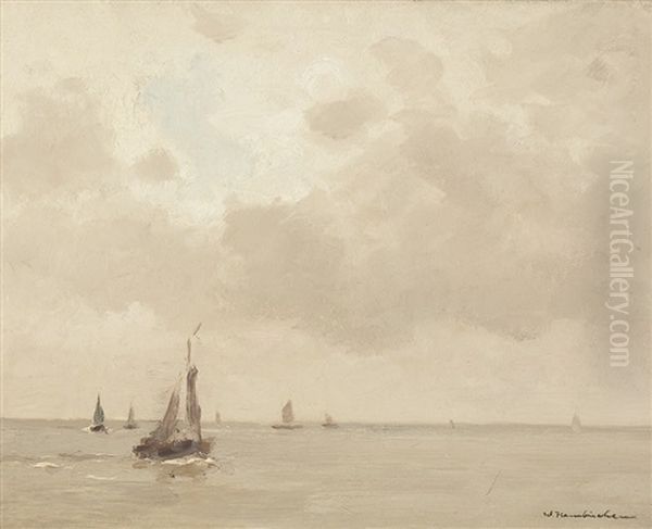 Segelboote Auf Offener See Oil Painting by Wilhelm Hambuechen