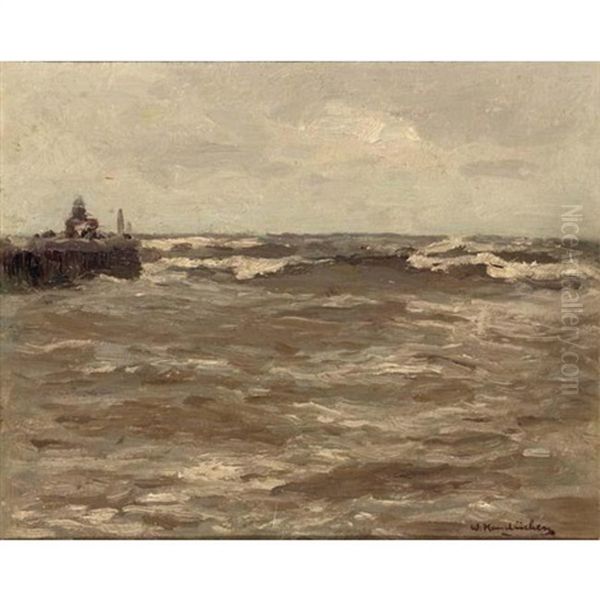 Breakers, Oostende Oil Painting by Wilhelm Hambuechen