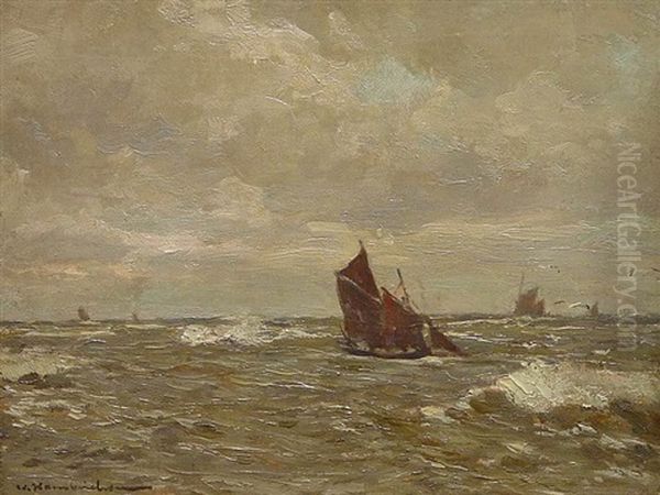 Segelschiffe Auf Hoher See Oil Painting by Wilhelm Hambuechen