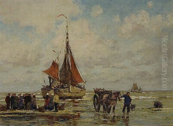 Wattfischer An Der Nordsee Oil Painting by Wilhelm Hambuechen