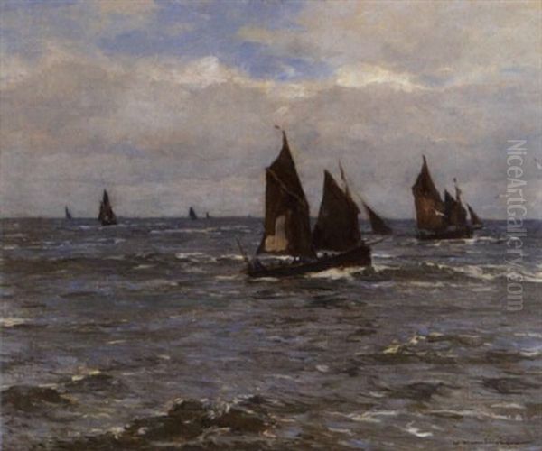 Segelboote Auf Der Nordsee Oil Painting by Wilhelm Hambuechen