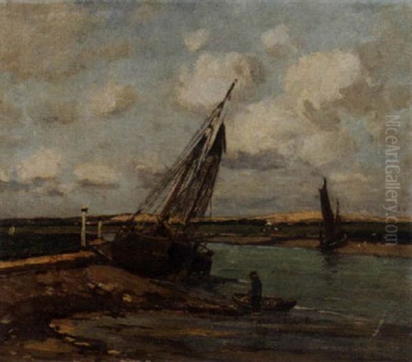 Low Tide In The Dunes Oil Painting by Wilhelm Hambuechen