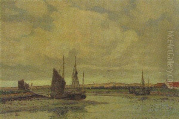 Nordseekuste Mit Fischerbooten Oil Painting by Wilhelm Hambuechen