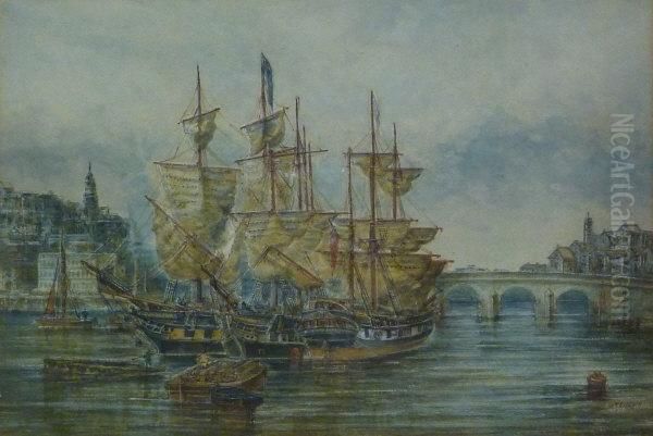 British Frigates 'herdman' 'patrick' Oil Painting by W.T. Baldwin