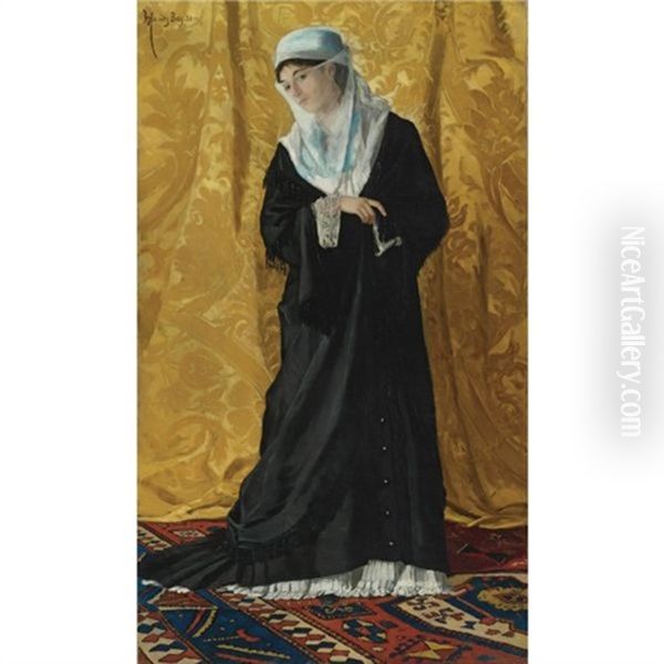 A Lady Of Constantinople Oil Painting by Osman Hamdi Bey