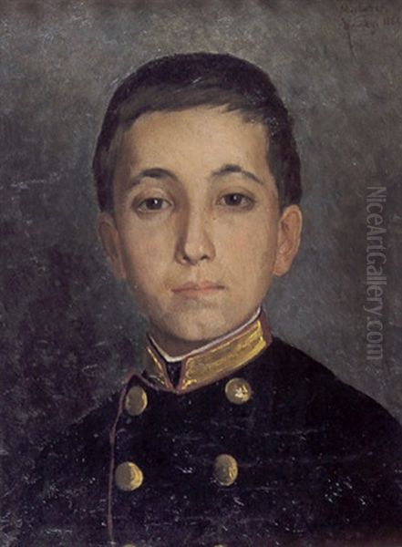 Child's Portrait Oil Painting by Osman Hamdi Bey