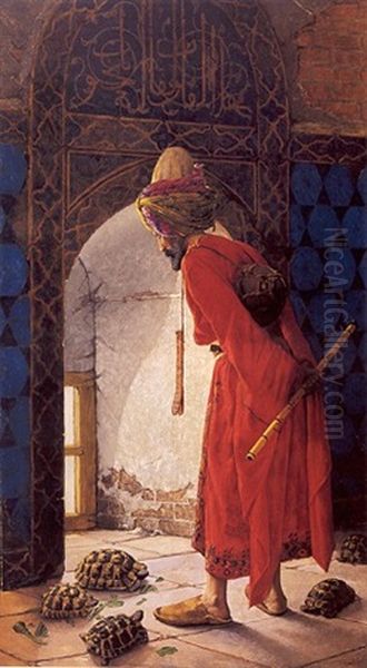 Turtle Trainer Oil Painting by Osman Hamdi Bey