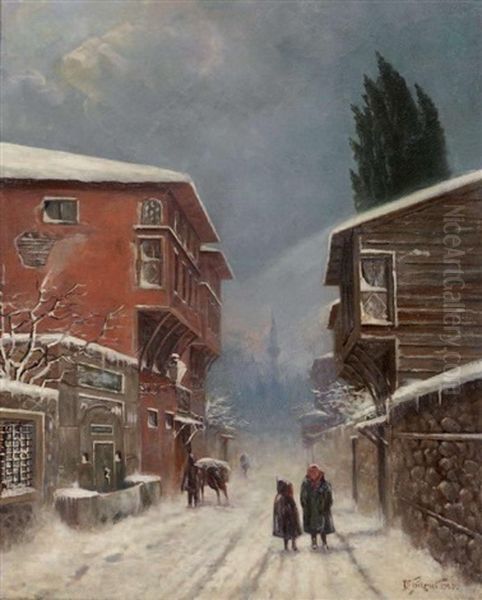 Sokak Oil Painting by Hikmet Hamdi