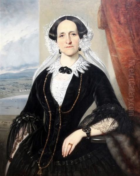 Portrait Of Mme. Charles Turgeon (nee Emilie Lemaire St. Germain) Oil Painting by Theophile Hamel