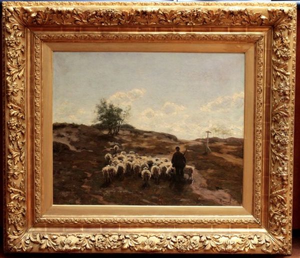 Berger Et Ses Moutons Sur Le Chemin Oil Painting by Willem Hamel