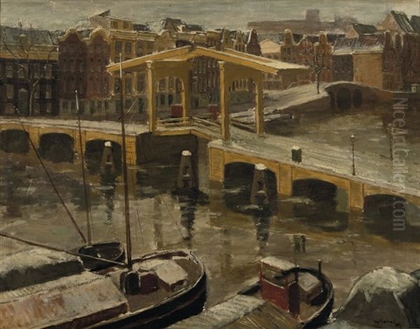 Magere Brug In Sneeuw Oil Painting by Willem Hamel