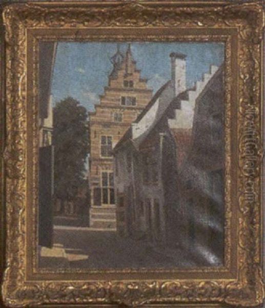 Dutch Street Scene Oil Painting by Willem Hamel