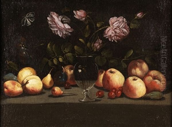 Jarron Con Flores Y Frutas Oil Painting by Juan Van Der Hamen Y Leon