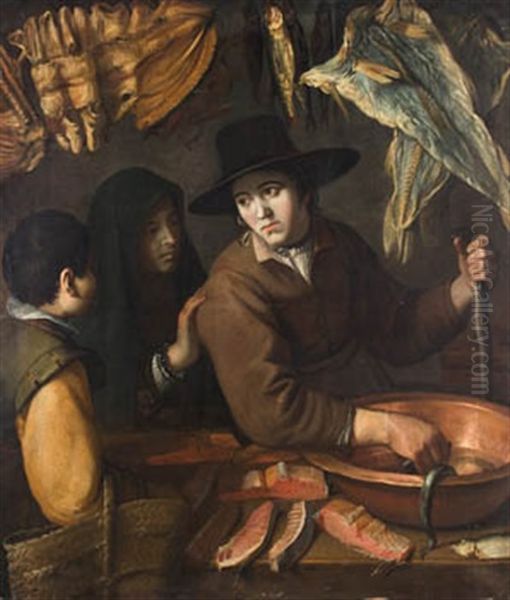 Vendedora De Pescado Oil Painting by Juan Van Der Hamen Y Leon