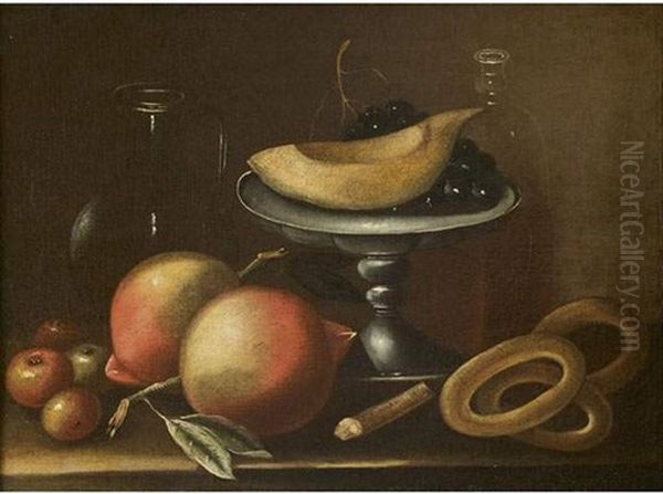 Nature Morte Aux Fruits Et Patisseries Oil Painting by Juan Van Der Hamen Y Leon