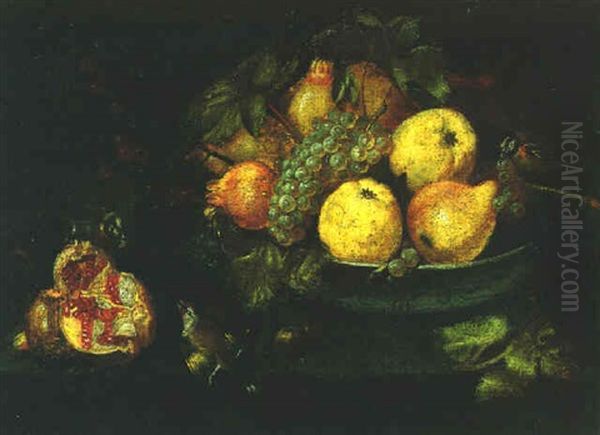 Still Life Of A Bowl Of Fruit And Birds With A Pomegranate Oil Painting by Juan Van Der Hamen Y Leon