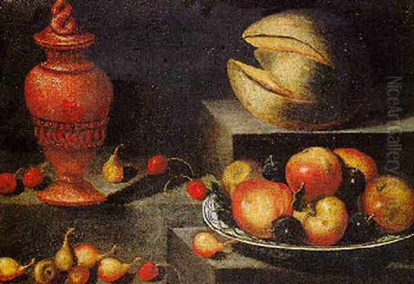 Bodegon De Ceramica Y Frutas Oil Painting by Juan Van Der Hamen Y Leon