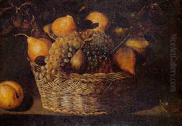 Cesta De Peras Y Racimos De Uvas Oil Painting by Juan Van Der Hamen Y Leon