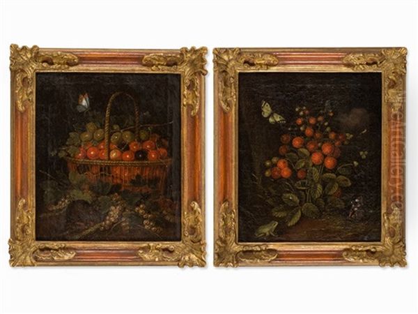 2 Fruit Still Lifes Oil Painting by Carl Wilhelm de Hamilton