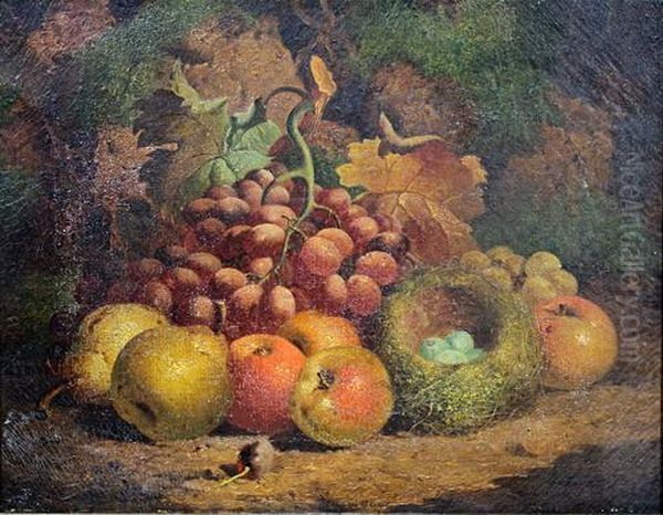 Still Life Of Fruit, And A Birds Nest Oil Painting by Charles Thomas Bale