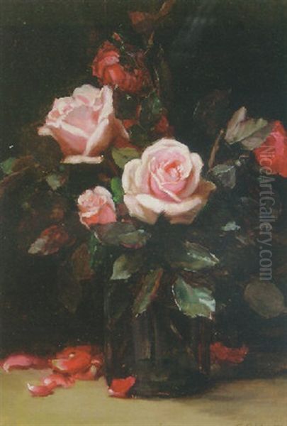 December Roses Oil Painting by Edgar Scudder Hamilton