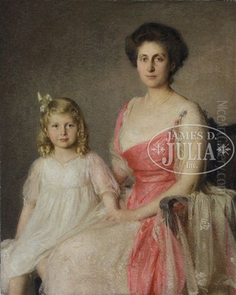 Portrait Of A Boston Lady With Daughter Oil Painting by Edward Wilbur Dean Hamilton