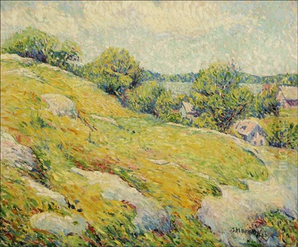 Houses In Spring Landscape Oil Painting by Edward Wilbur Dean Hamilton