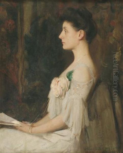 Portrait Of A Seated Lady Oil Painting by Edward Wilbur Dean Hamilton