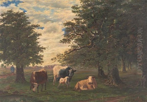 Resting Cattle 1884 Oil Painting by Gawen Hamilton