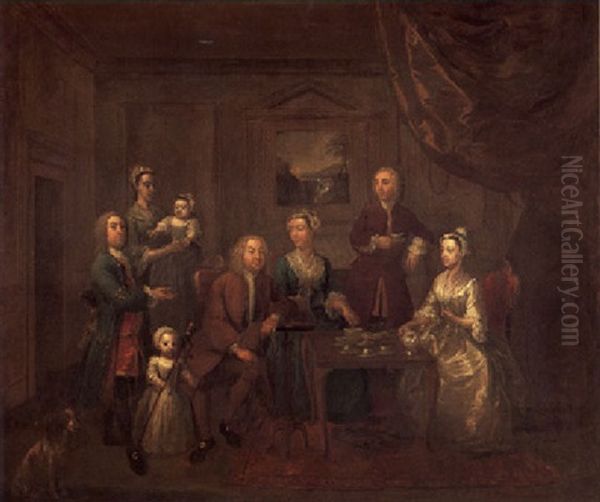 The Norris Family Conversation Piece Oil Painting by Gawen Hamilton