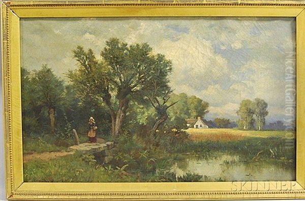 Figure In A Landscape Oil Painting by Hamilton Hamilton