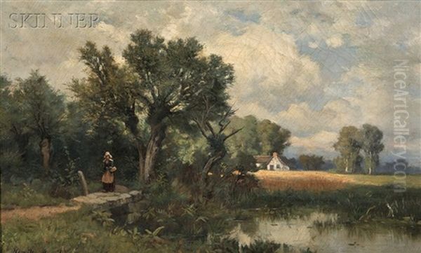 Figure In A Landscape Oil Painting by Hamilton Hamilton