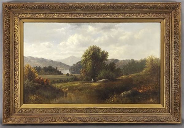 Hudson River Landscape Oil Painting by Hamilton Hamilton