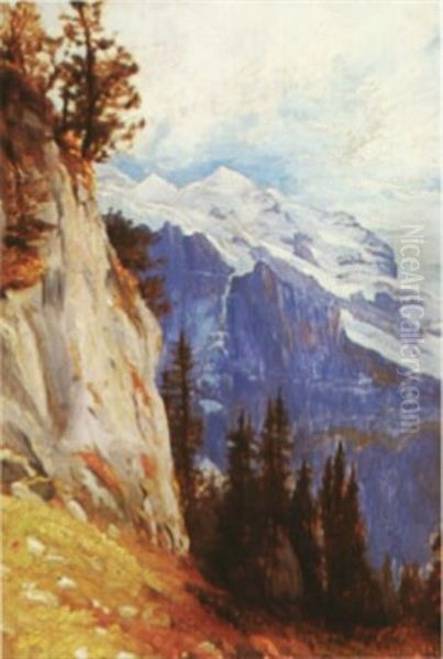 California Snow Covered Peak Oil Painting by Hamilton Hamilton