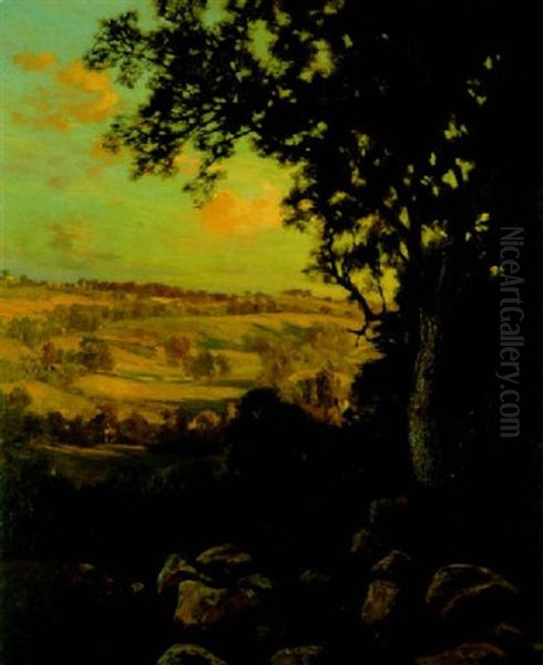 A View From A Hill (no.2) Oil Painting by Hamilton Hamilton